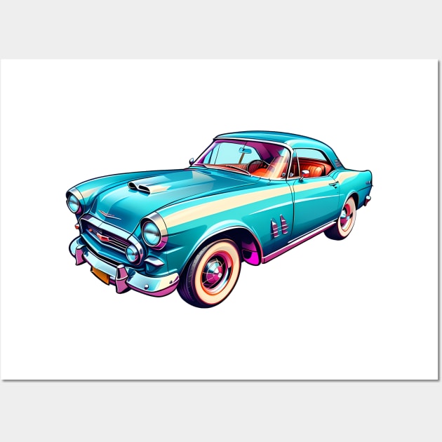 Colored Classic Car Design in Vibrant Vector Style Wall Art by Panwise